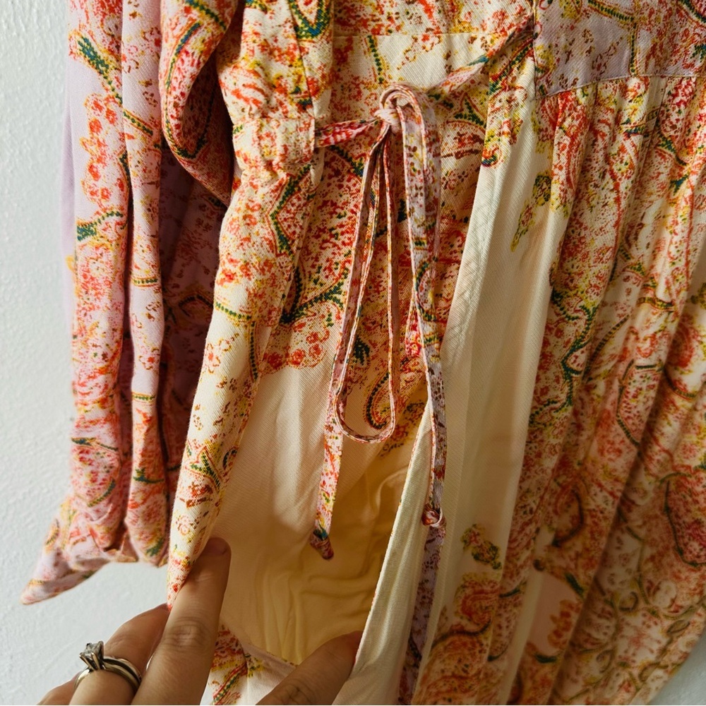 Free People Blooming Fields Boho Paisley Wide Leg Jumpsuit Size S - Picture 6 of 8